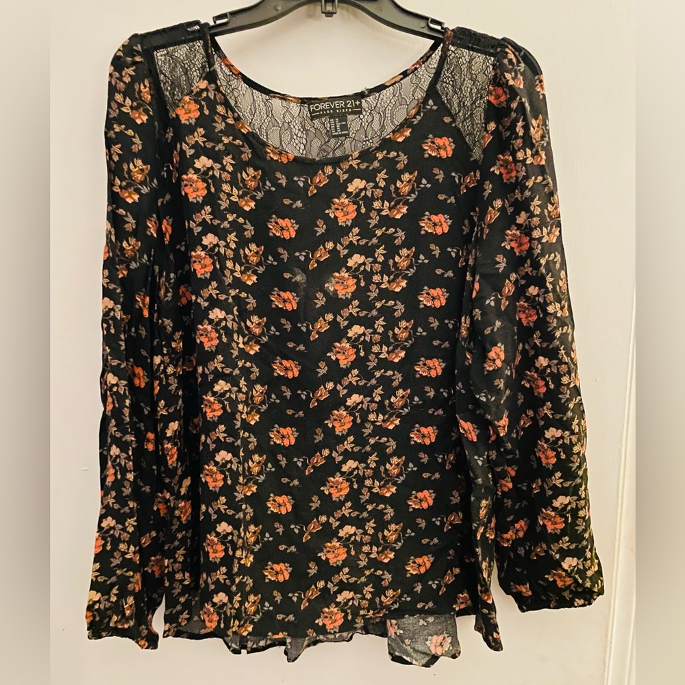 Forever 21 black floral top